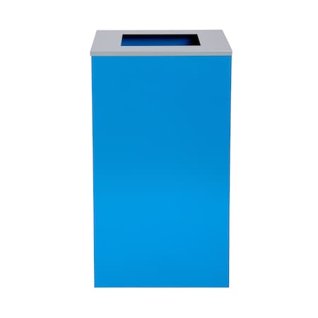 Square Recycling Bin, 29 Gallons, Blue Can, Square Opening Lid